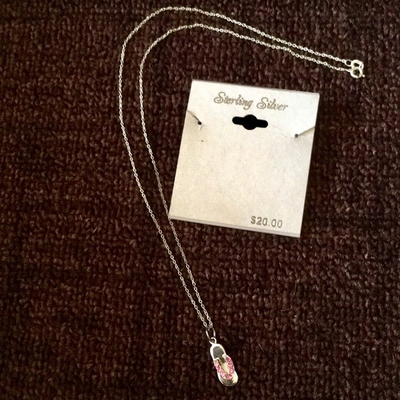 18” STERLING SILVER NECKLACE WITH FLIPFLOP CHARM - Picture 6 of 7